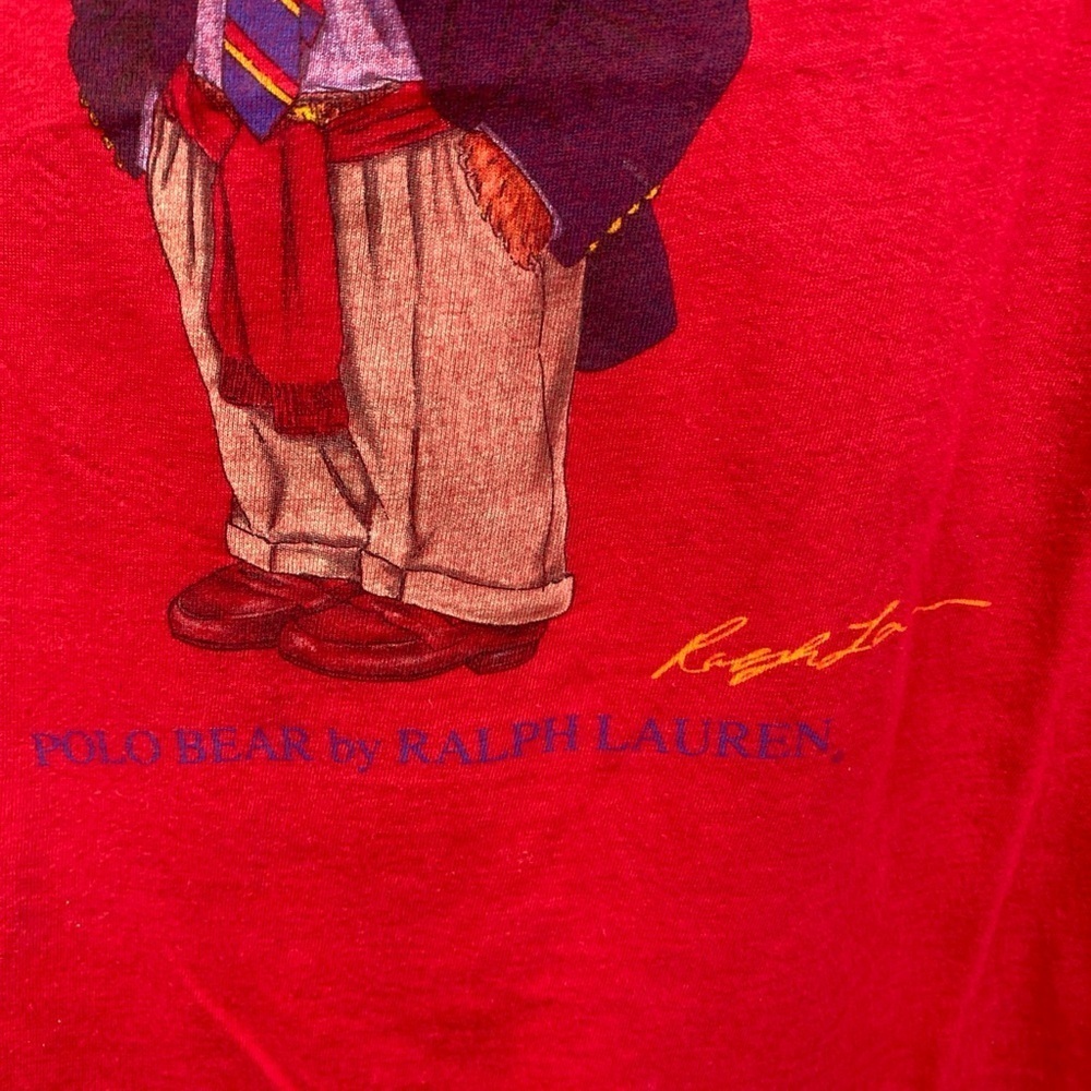 Vintage Polo Ralph Lauren Shirt Mens Large Polo Bear Made USA 90s Tee T-Shirt - Picture 4 of 14